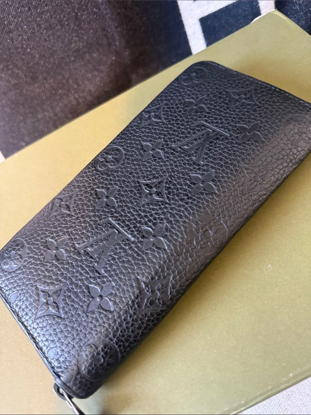 Preowned Louis Vuitton Black Embossed Monogram Zip Wallet